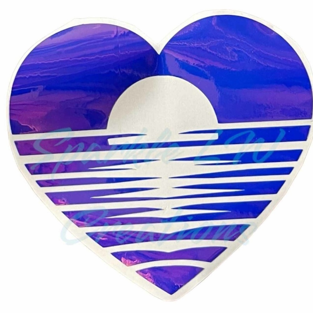 Heart Sunset Car Vinyl Decal 7 inch